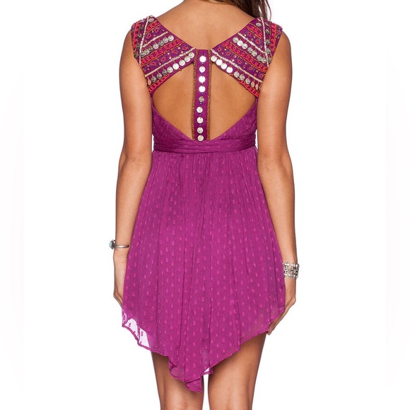 Free People Jeweled Chevron Fuchsia Dress - Picture 4 of 15